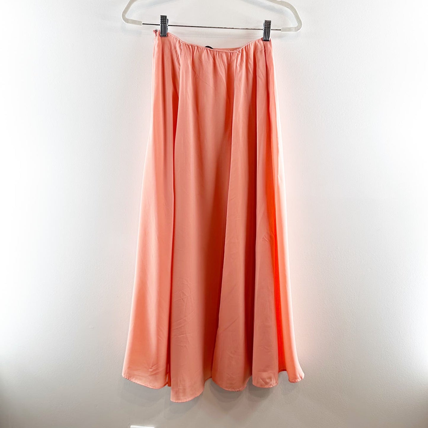 Abercrombie & Fitch Satin Wrap Slit Maxi Skirt Coral Peach Pink XS