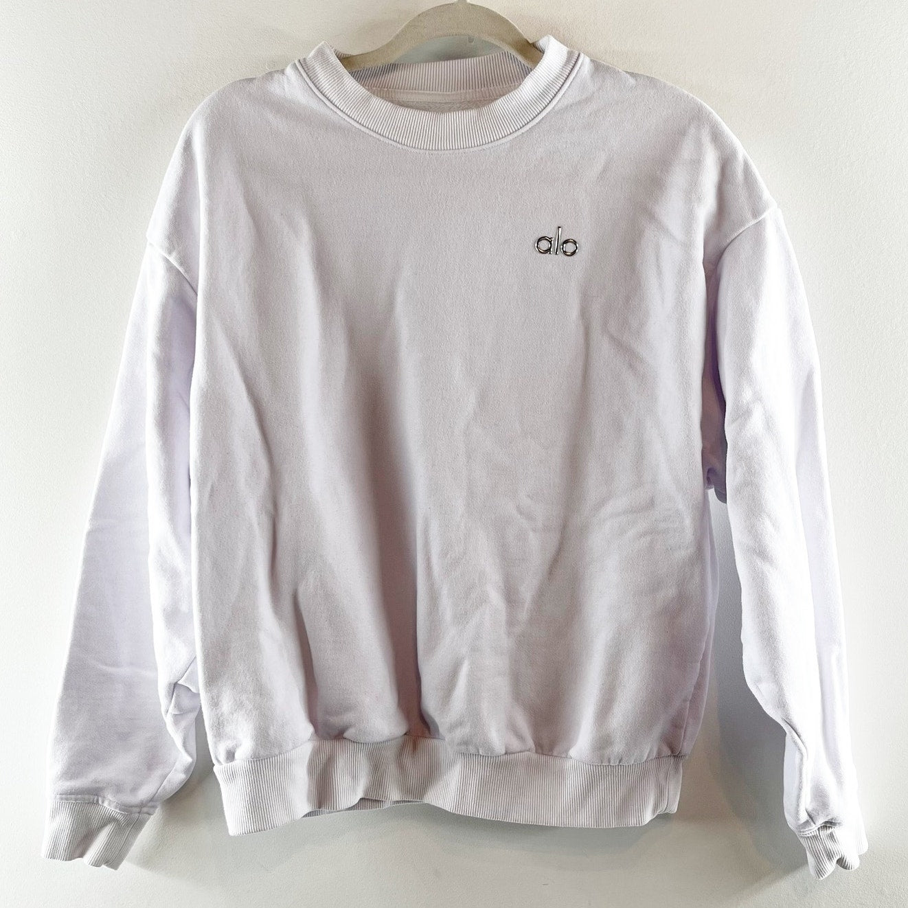 Alo Yoga Accolade Crewneck Oversized Pullover Sweatshirt White XS