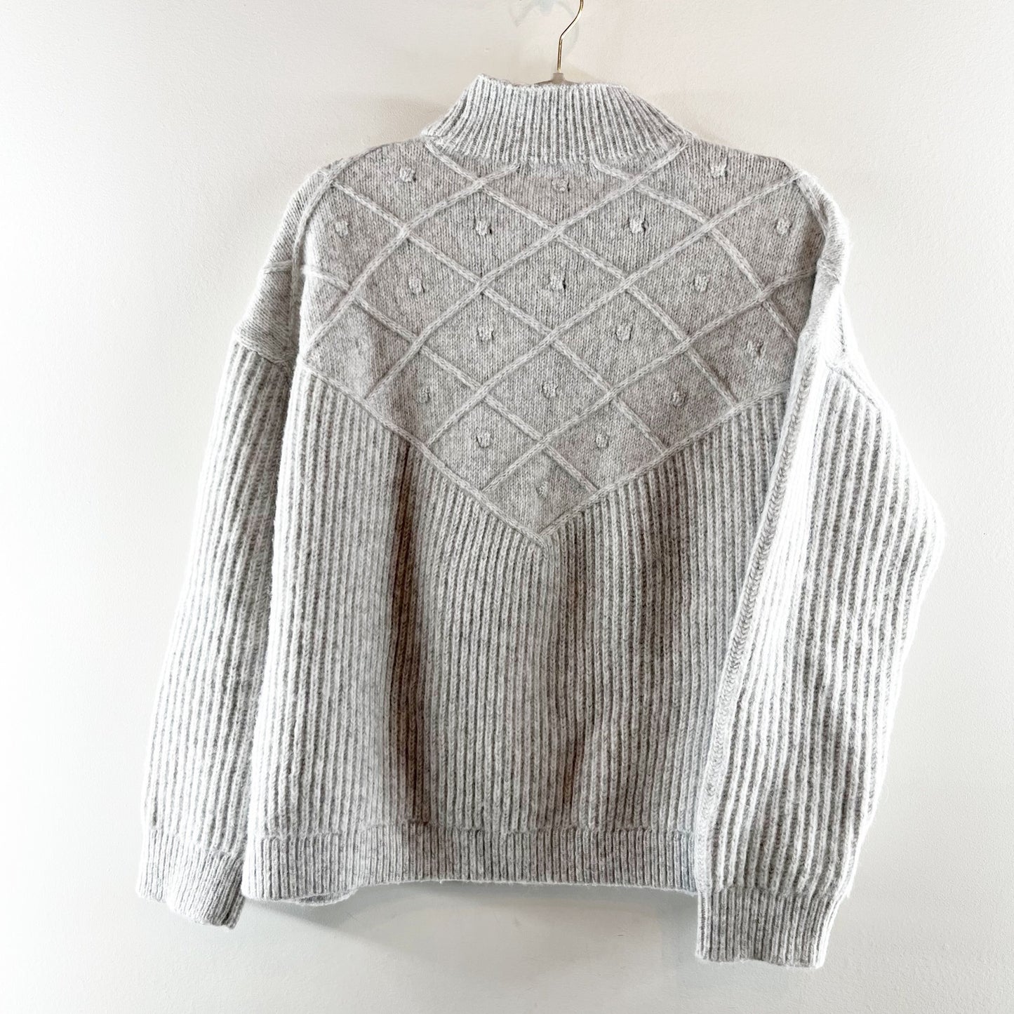 Calvin Klein Mockneck Long Sleeve Popcorn Pullover Sweater Gray Medium