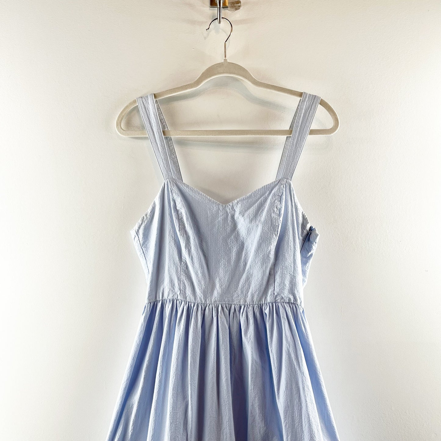 H&M Cotton Poplin Tiered Ruffle Midi Dress Powder Light Blue 10