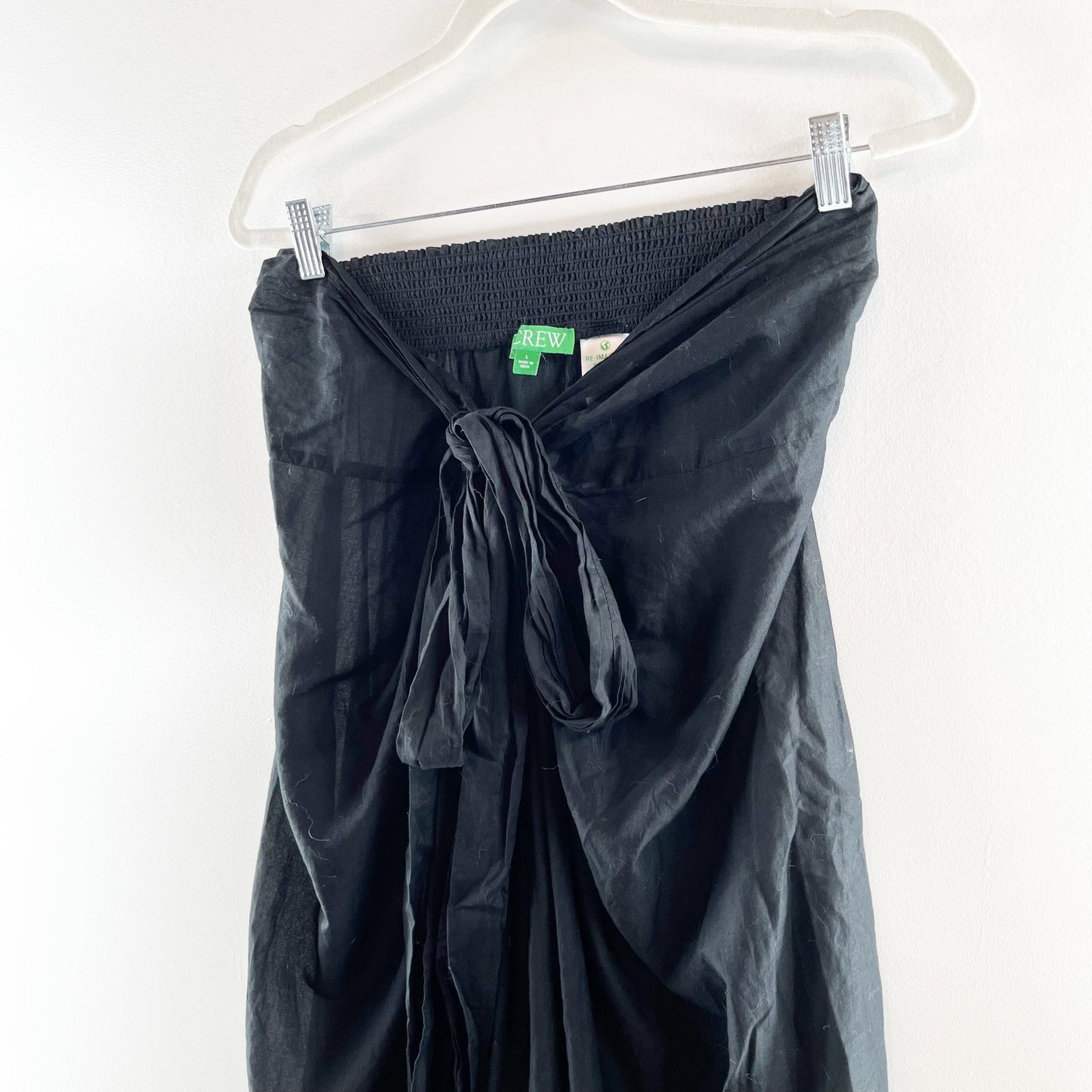 J. Crew Convertible Beach Cotton Sarong Skirt Dress Black Large