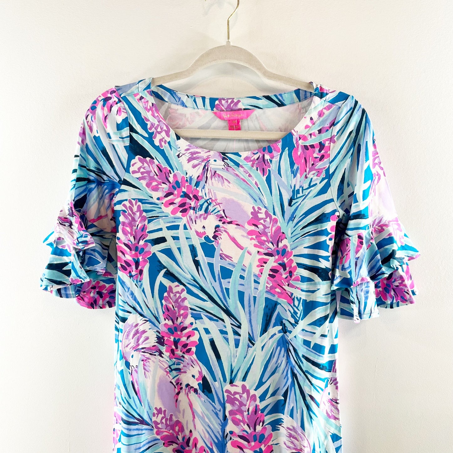 Lilly Pulitzer Short Sleeve Lula Mini Dress in Mr. Peacock Blue Pink XS