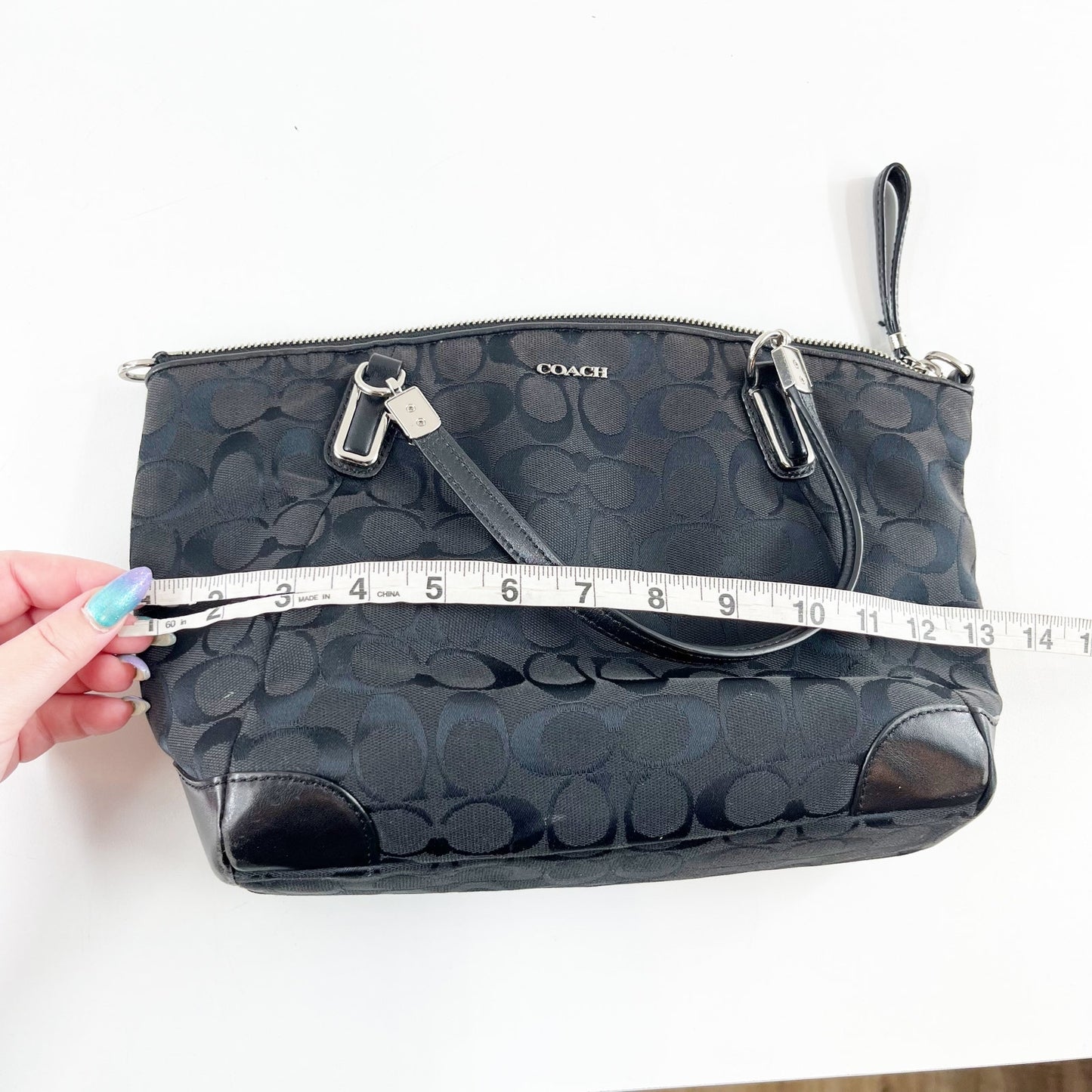 Coach Signature C Logo Madison Shoulder Tote Bag Black