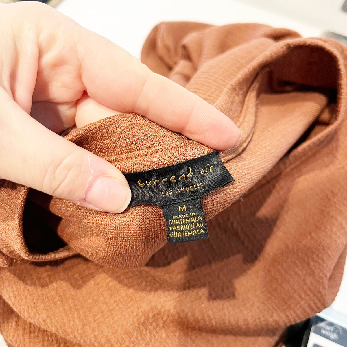 Current Air by Anthropologie Puff Sleeve Round Neck Blouse Rustic Brown Medium
