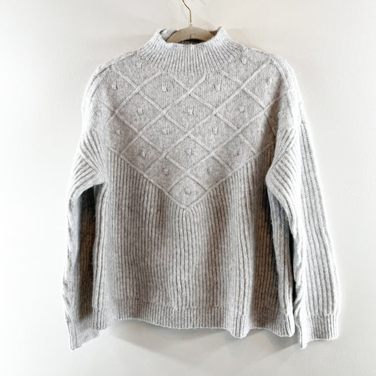 Calvin Klein Mockneck Long Sleeve Popcorn Pullover Sweater Gray Medium