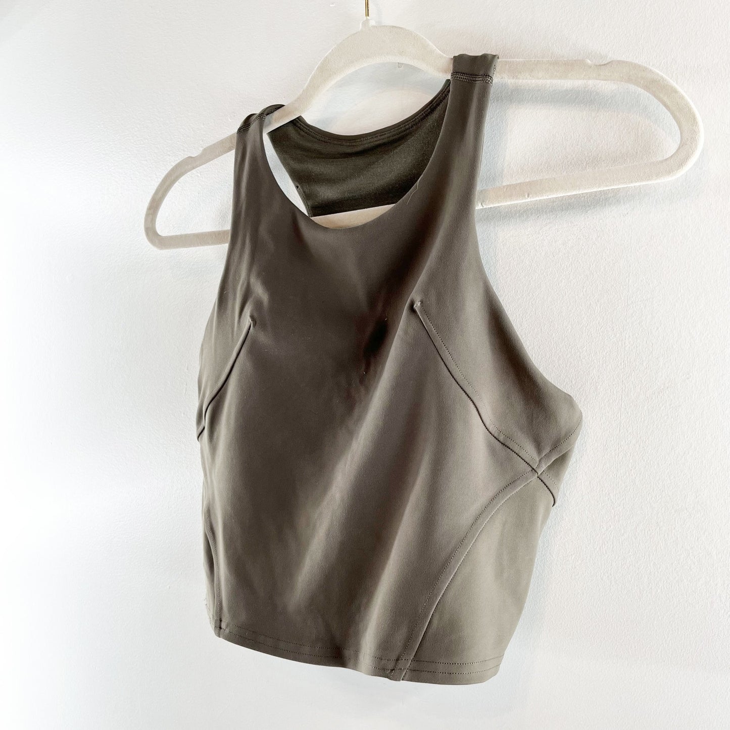 Lululemon Invigorate Training Cropped Tank Top with Built-in Bra Carob Brown 6