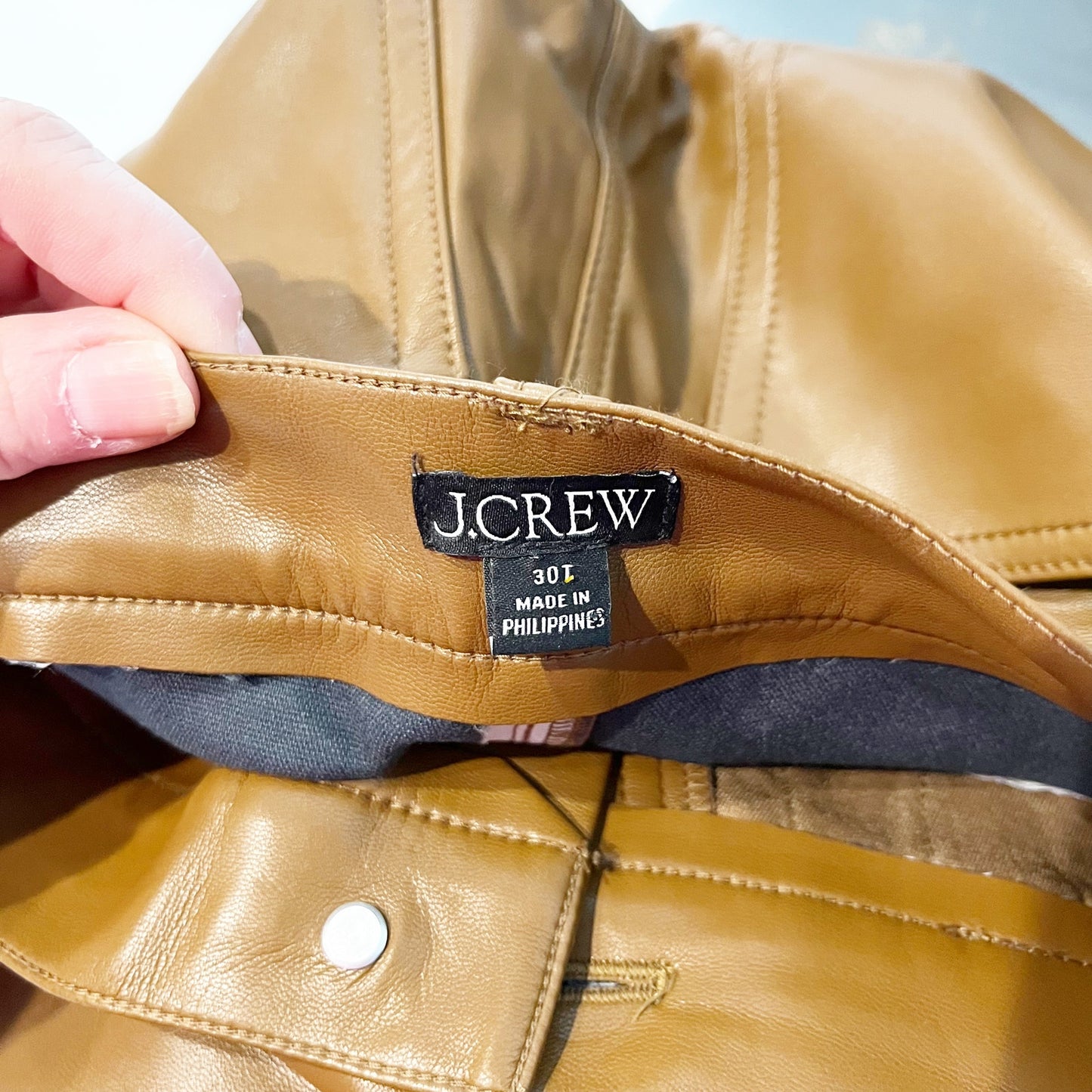 J. Crew Slim High Rise Cropped Faux Leather Pants in Rich Brown 30 Tall