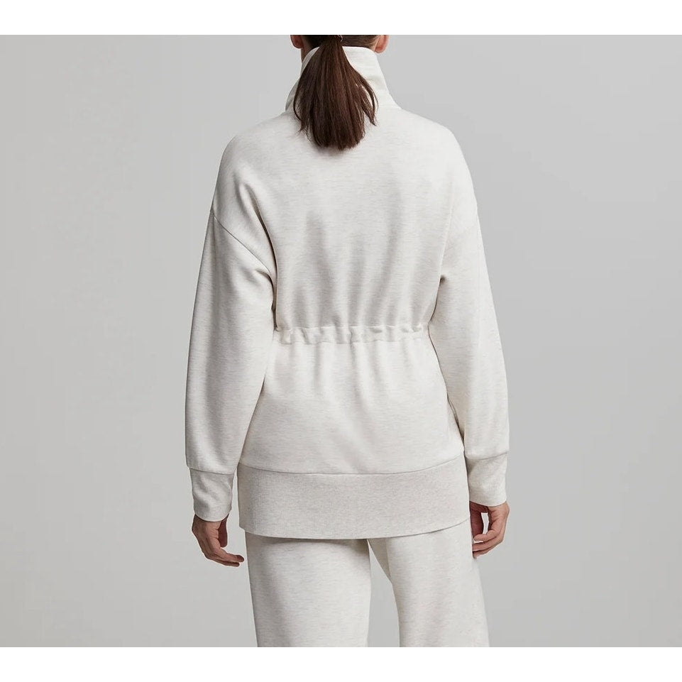 Varley Ridgefield Longline Zip-Through Doublesoft Sweatshirt Jacket Ivory Marl M