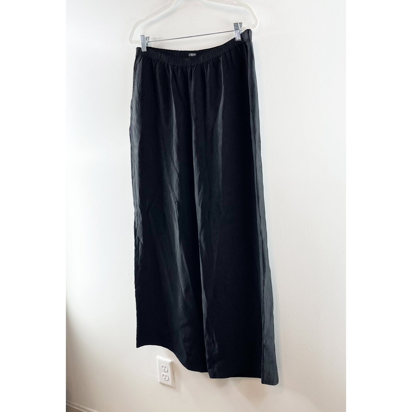 J. Crew Stratus Wide Leg Pants in Textured Satin Black Large