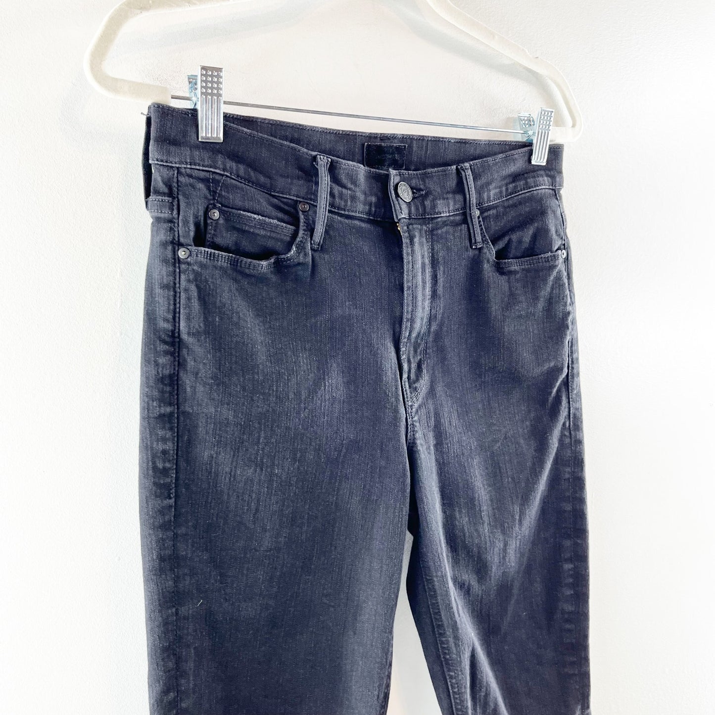 Mother The Mid Rise Dazzler Crop Ankle Jeans Not Guilty Wash Black 29 / 8
