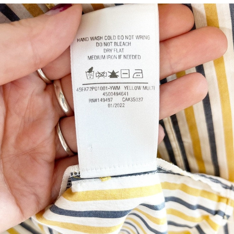 Favorite Daughter The Ex-Boyfriend Striped Button Down Shirt Yellow Blue Large