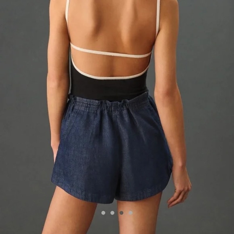 Anthropologie Pilcro Mid-Rise Denim Parachute Shorts Blue Large