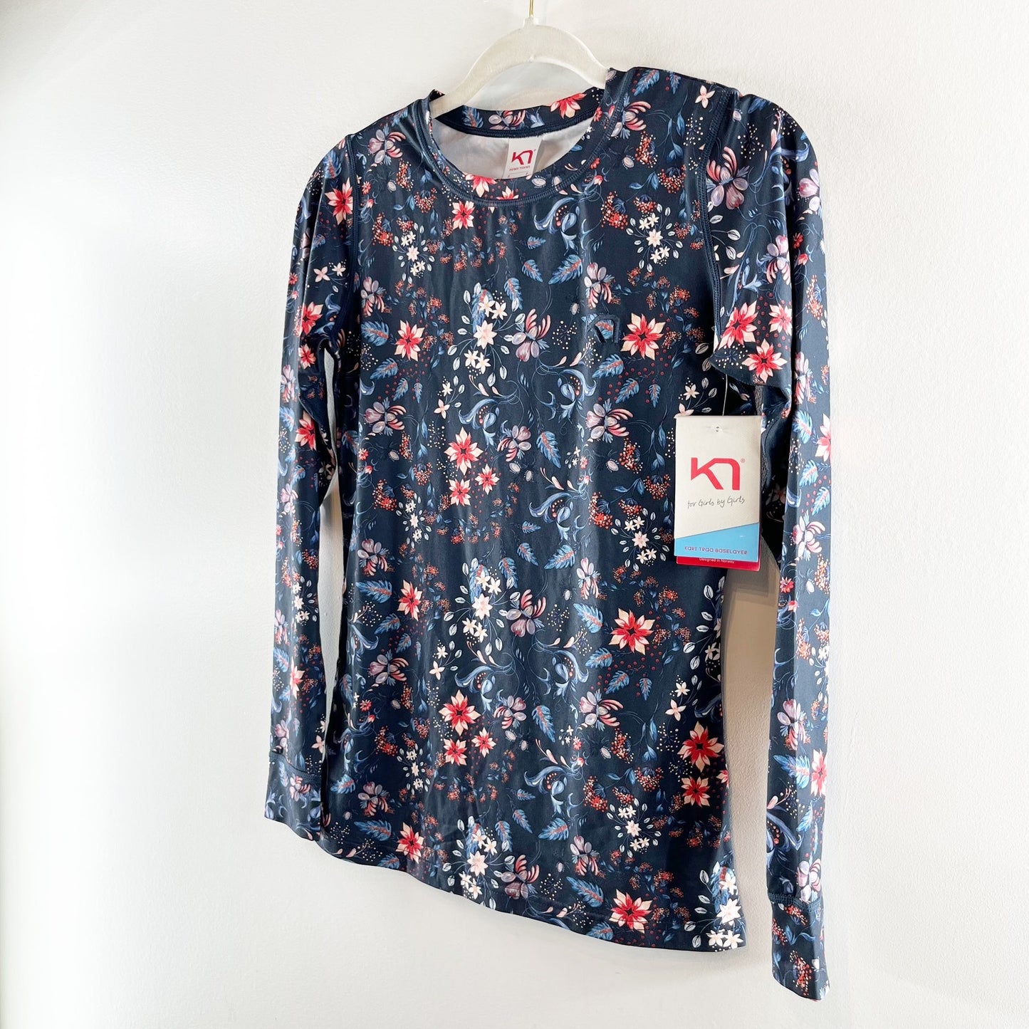 Kari Traa Long Sleeve Fryd Floral Baselayer Ski Top Shirt Blue Small