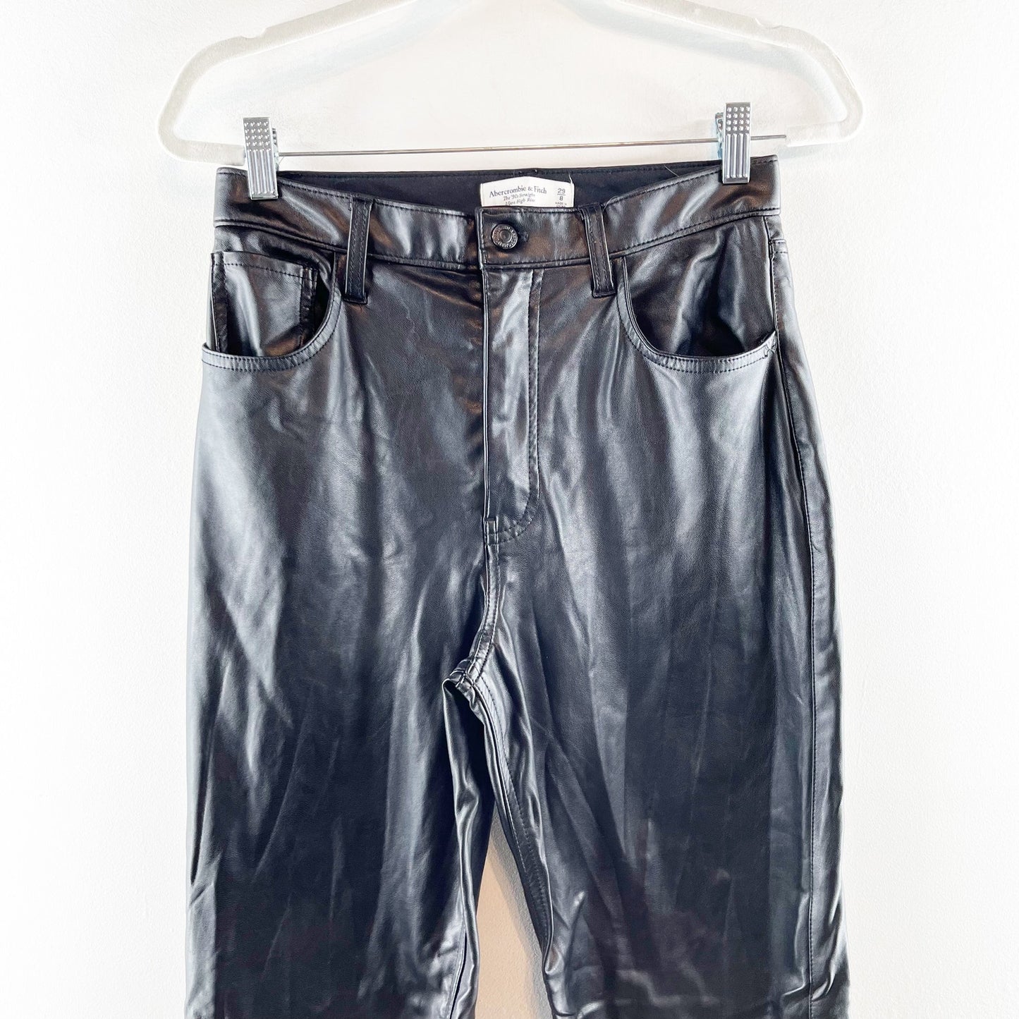Abercrombie & Fitch The 90's Straight Ultra High Rise Faux Leather Pants Black 8
