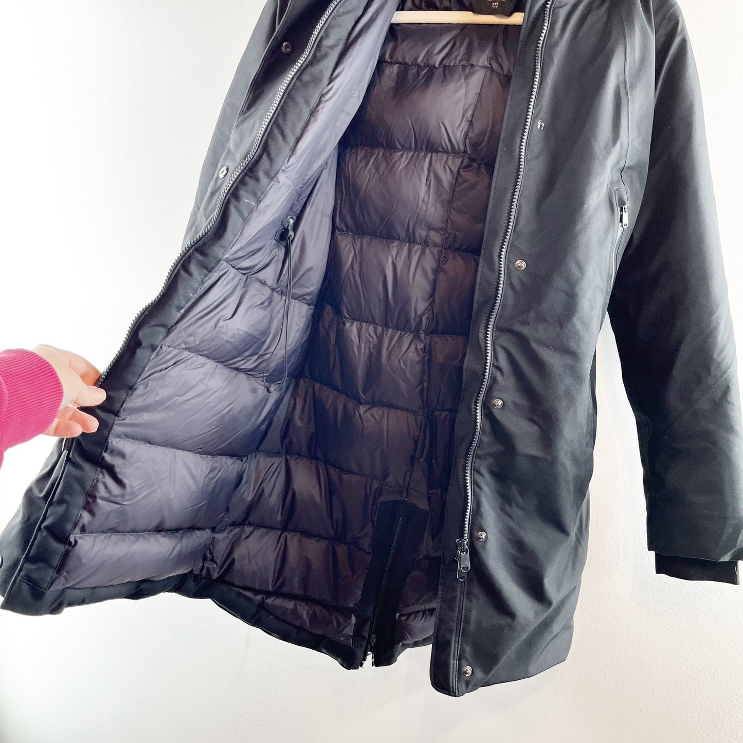 Athleta Rainout Outbound Faux Fur Hood Parka Coat Jacket Black XXS