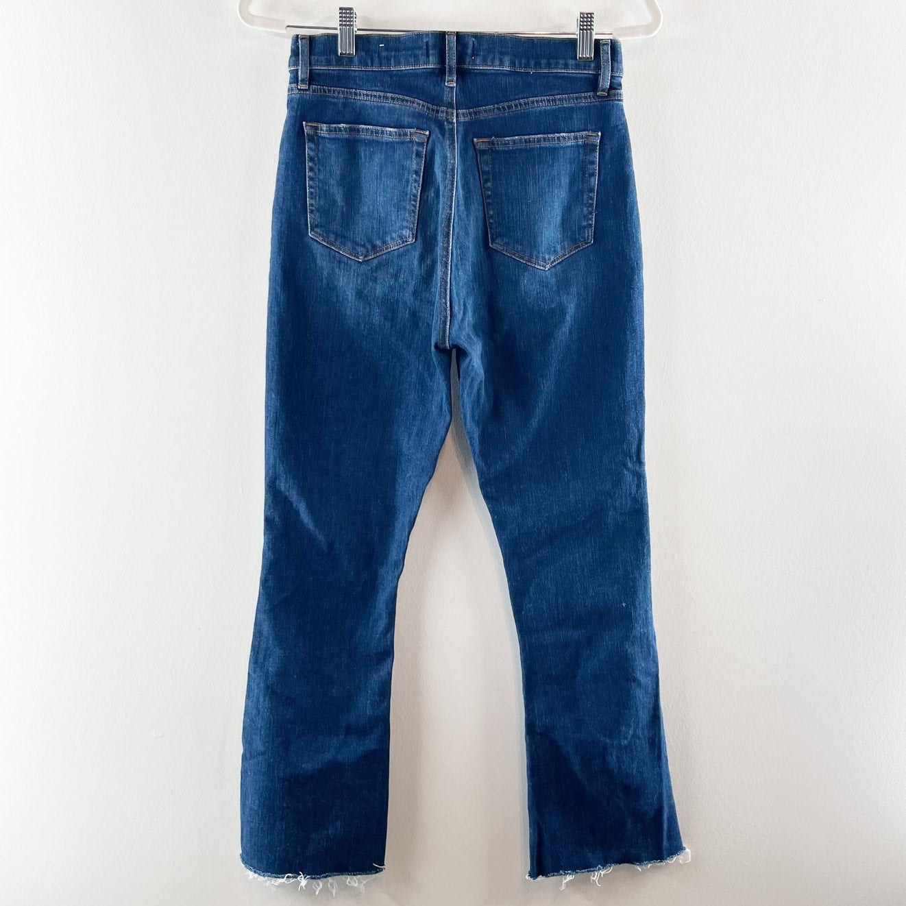 LOFT Fresh Cut High Rise Kick Crop Jeans in Pure Dark Indigo Wash Blue 4
