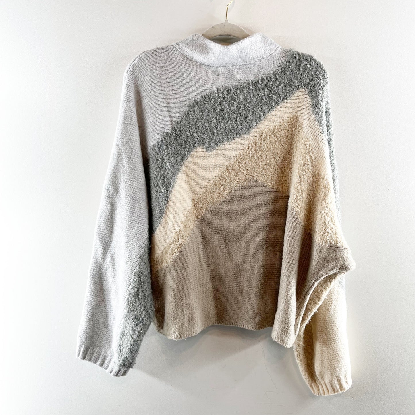 Abercrombie Long Sleeve Multicolor Neutrals Sweater Gray Tan Brown L / XL
