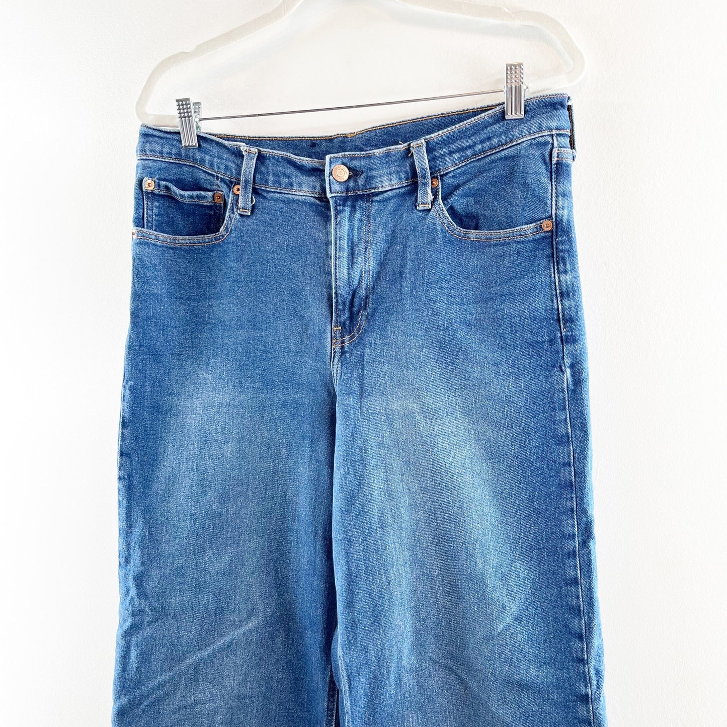 GAP High Rise Stride Wide Leg Jeans Medium Indigo Blue 32 / 14