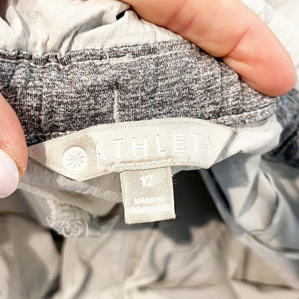 Athleta Pull On Trekkie Paper Bag Ankle Pants Galactic Grey 12