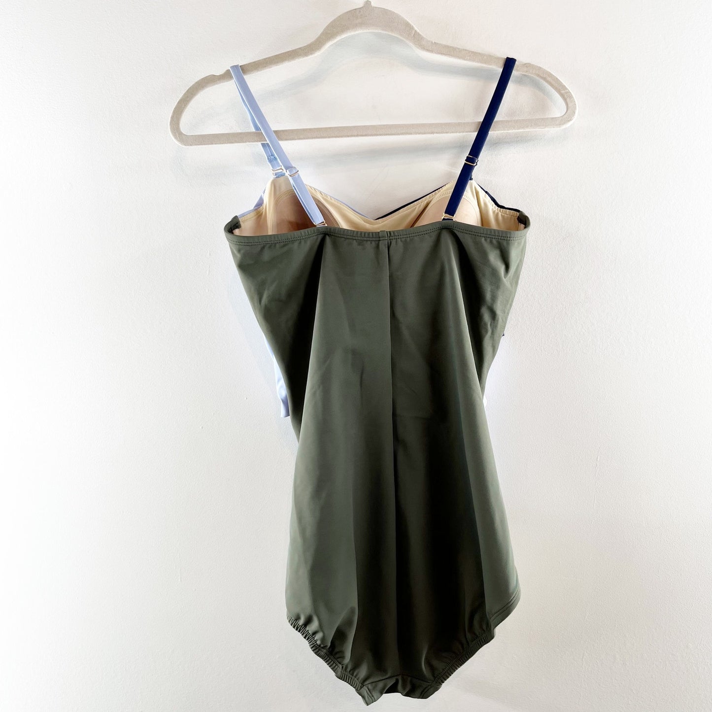 Lands' End Colorblock One Piece Swimsuit Blue Green 12