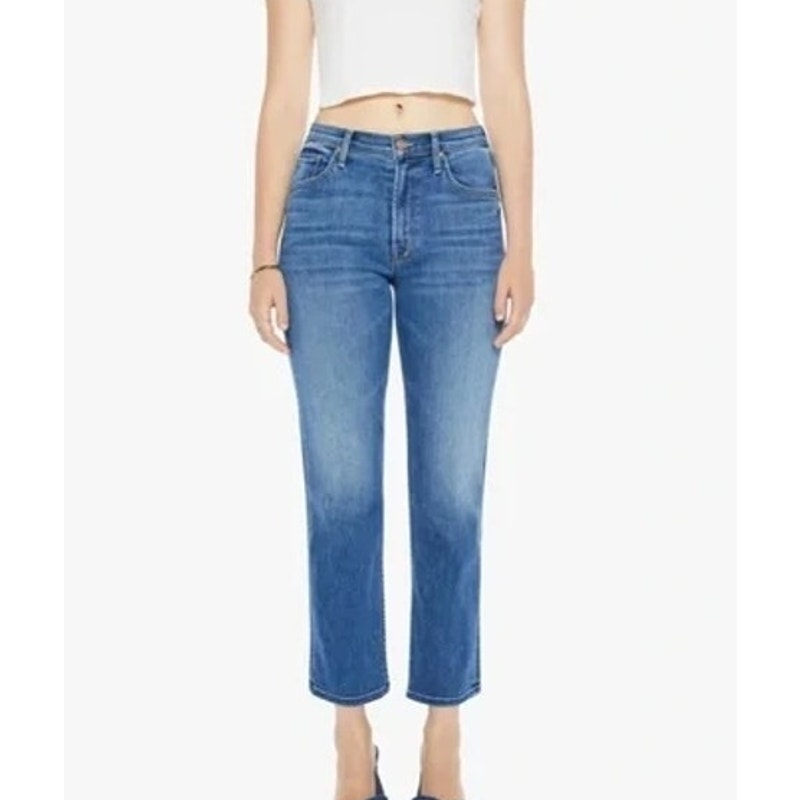 Mother The Smarty Pants Flood Mid Rise Straight Leg Jeans Connect The Dots 26