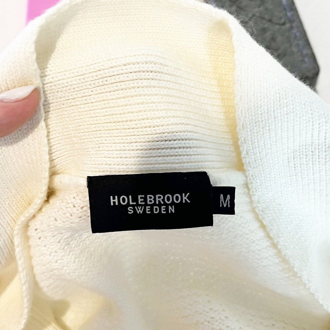 Holebrook Sweden Organic Cotton Long Sleeve Open Front Cardigan Sweater Cream M
