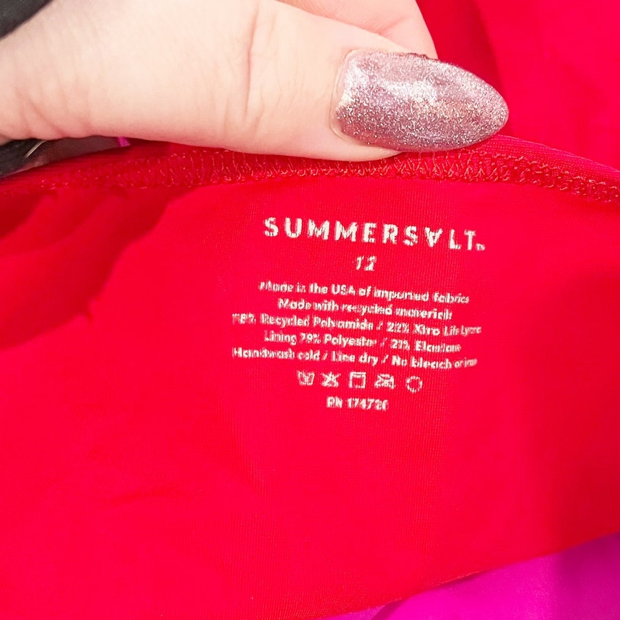 Summersalt The Deep Dive Colorblock One Piece Swimsuit Lava Hibiscus Pink 12