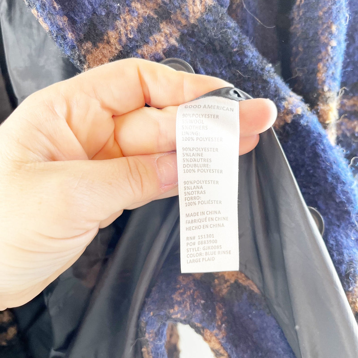 Good American Oversized Plaid Shacket Shirt Jacket Blue Brown Black XS / S