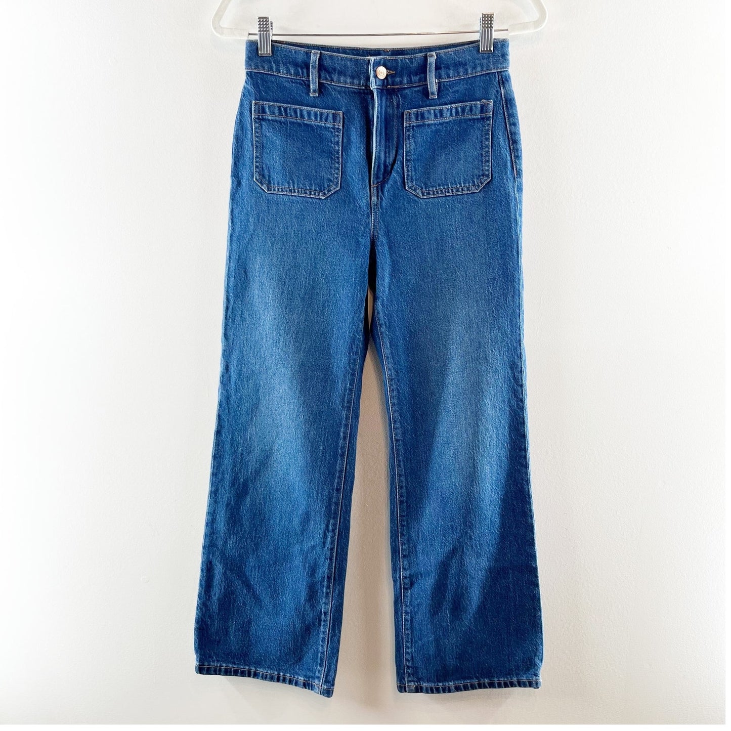LOFT High Waisted Patch Pocket Wide Leg Jeans Blue 26 / 2