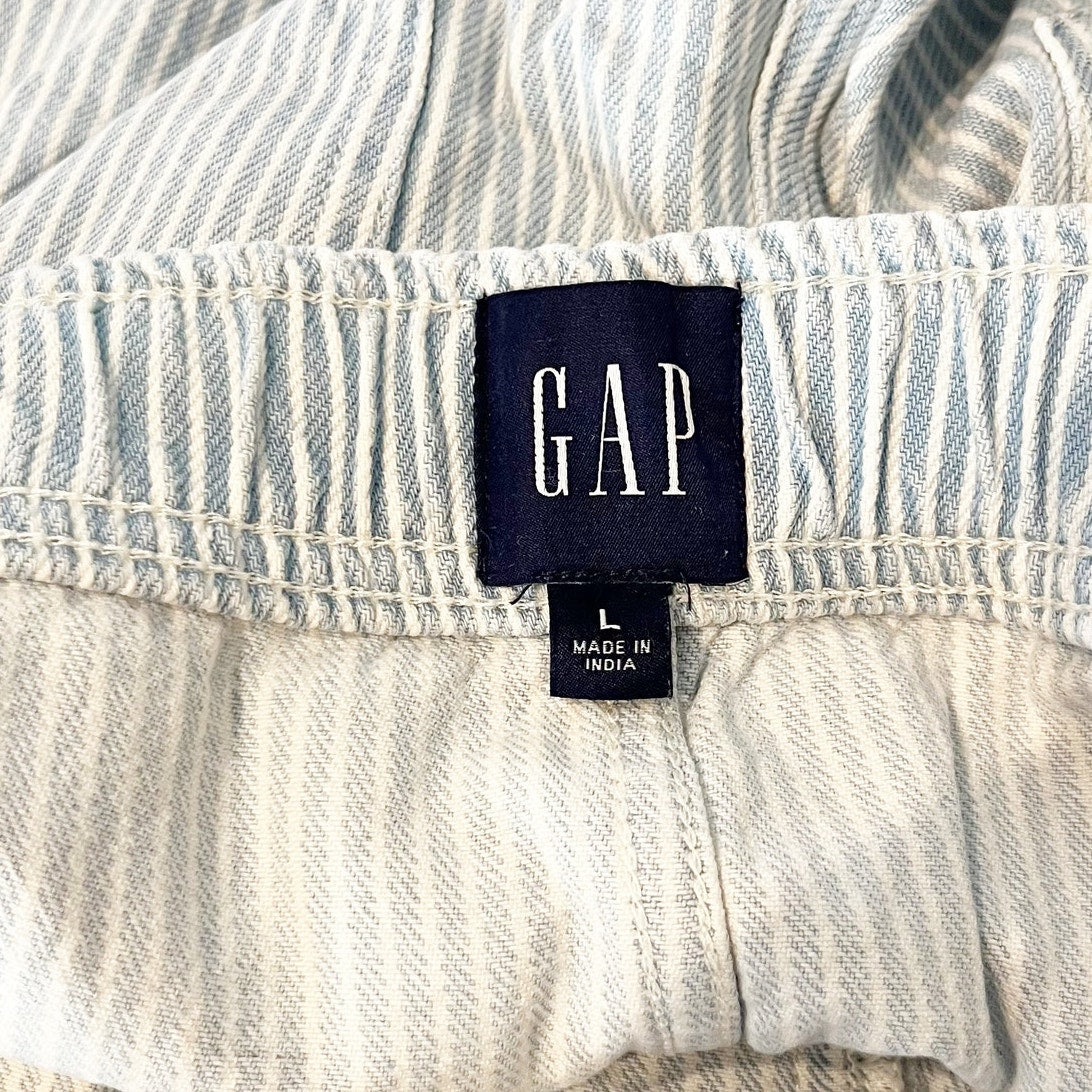 GAP Mid Rise Ultrasoft Easy Horseshoe Jeans Blue Railroad Stripe Large