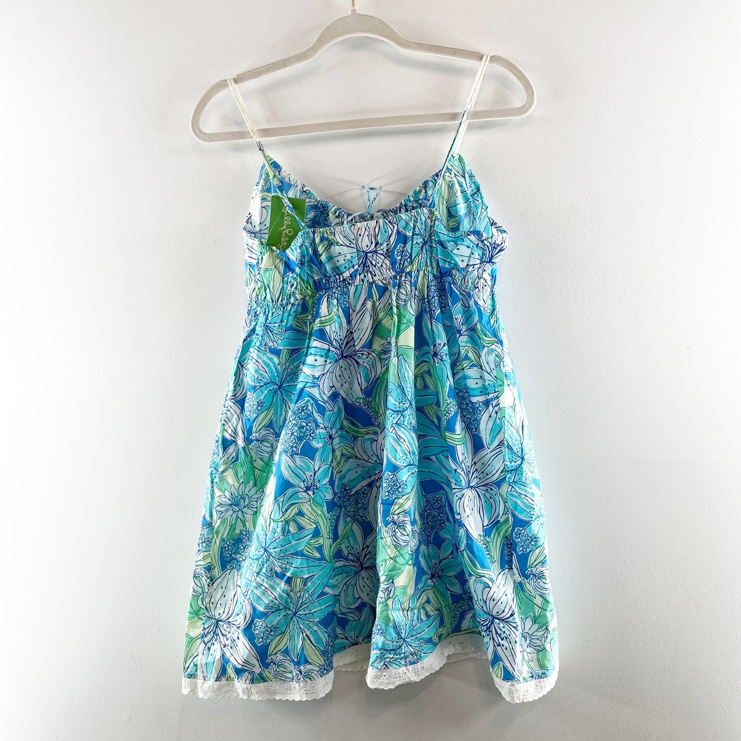 Lilly Pulitzer Tie Front Mini Slip Dress Pick of The Bunch Blue Large