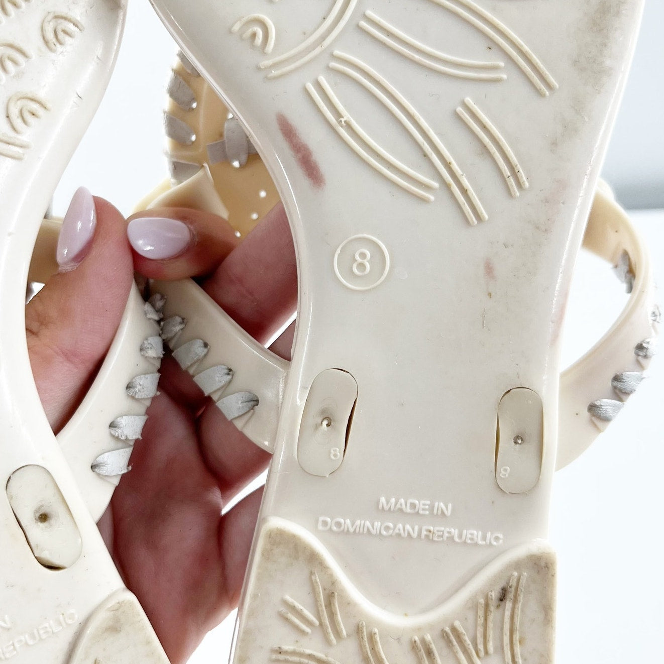 Jack Rogers Georgica Jelly Thong Sandals Cream White 8