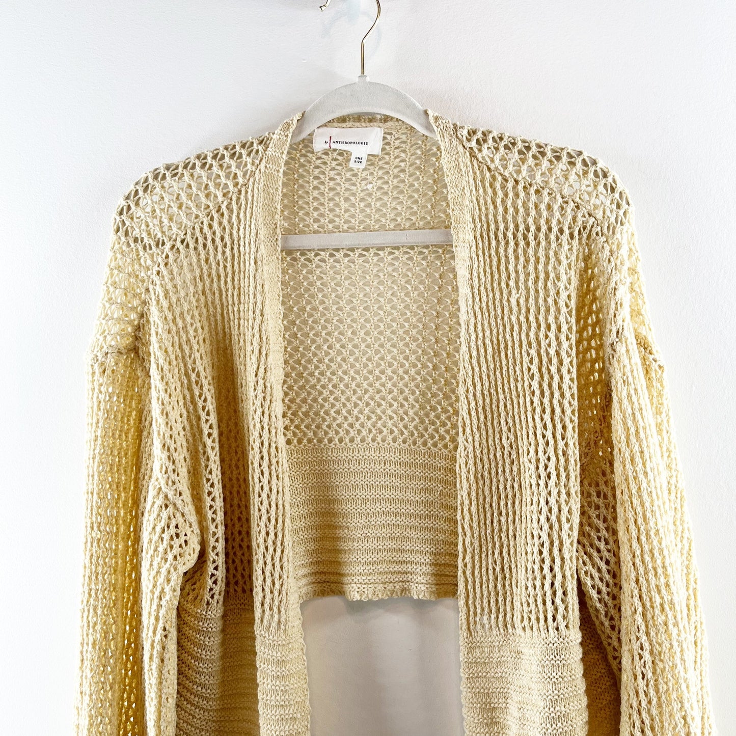 By Anthropologie Juillet Flare Sleeve Cropped Cardigan Sweater Cream One Size