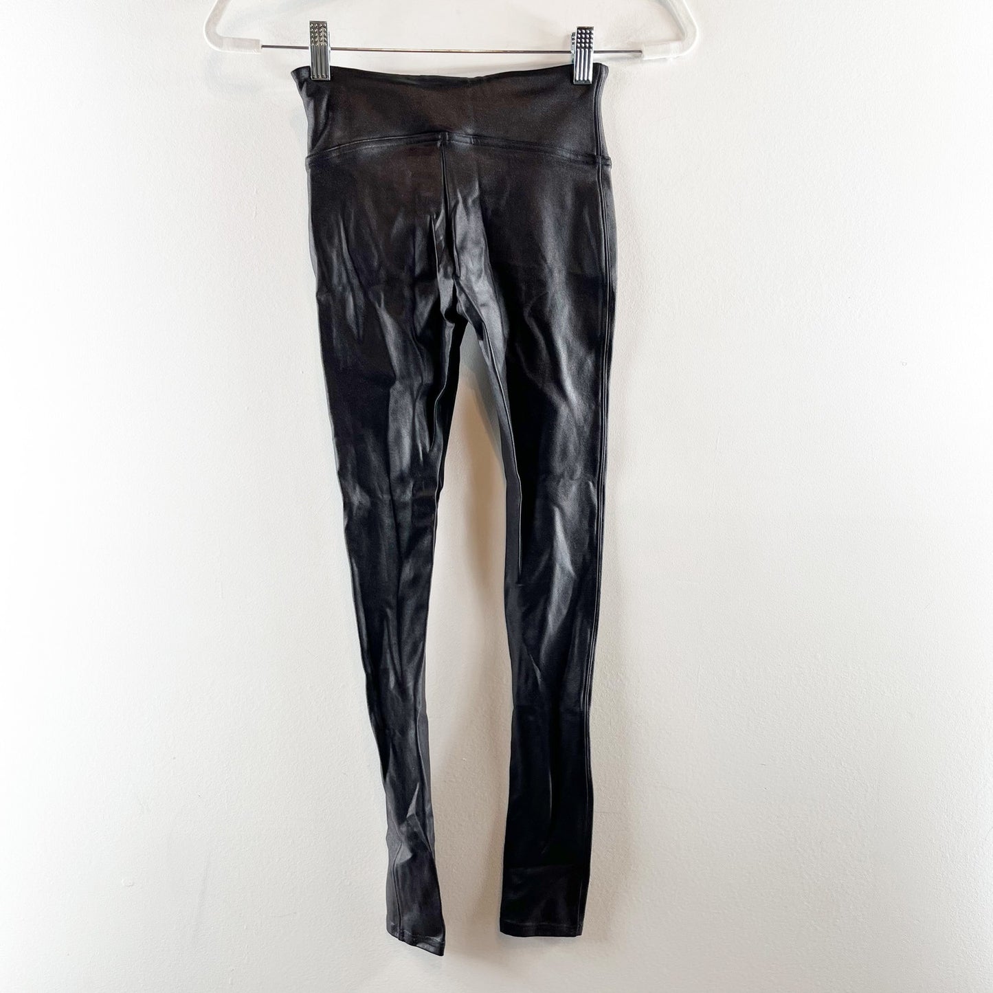 Spanx High Rise Compression Faux Leather Leggings Black XS