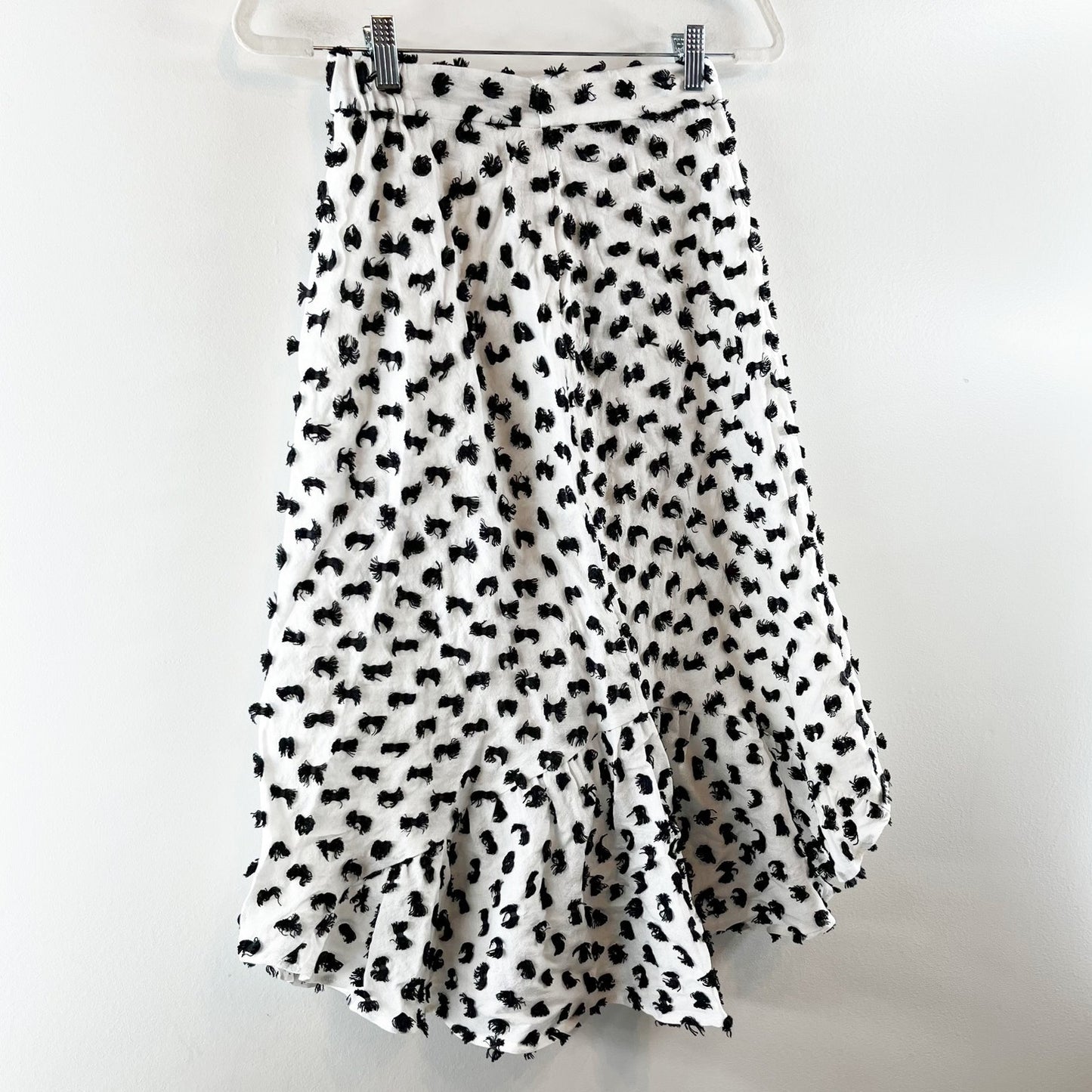 Anthropologie Eva Franco Mod Bow Embroidered Textured Midi Skirt White Black 4