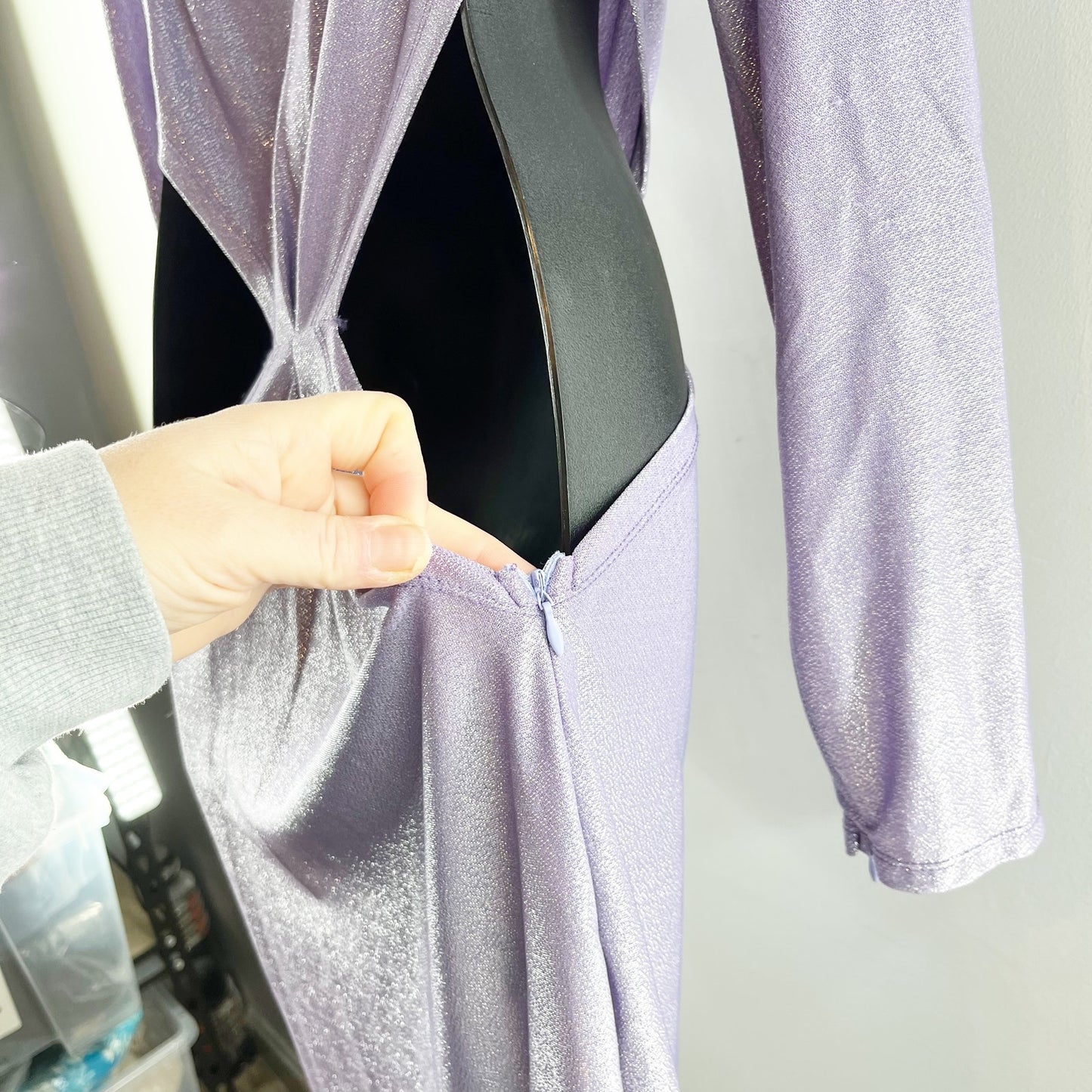 Bronx & Banco Amara Long Sleeve Cutout Maxi Dress Gown Lilac Purple XXL