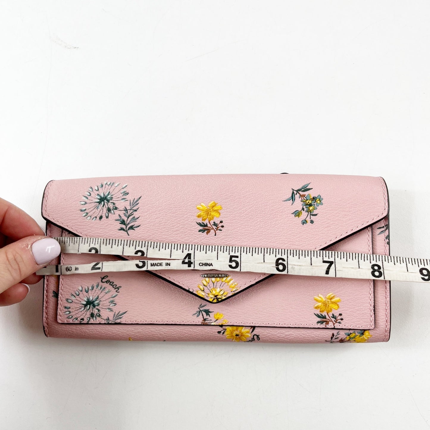 Coach Soft Coated Canvas Flap Envelope Wallet Floral Print Pink