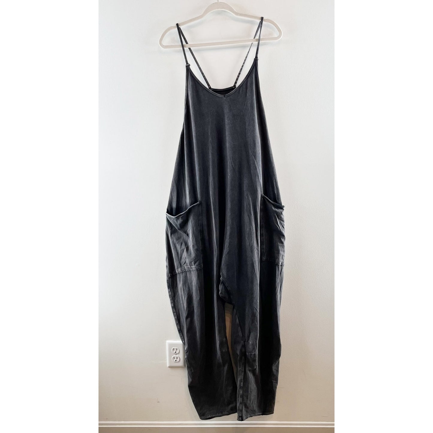 Free People Hot Shot One Piece Jumpsuit Onsie Washed Black Gray Large