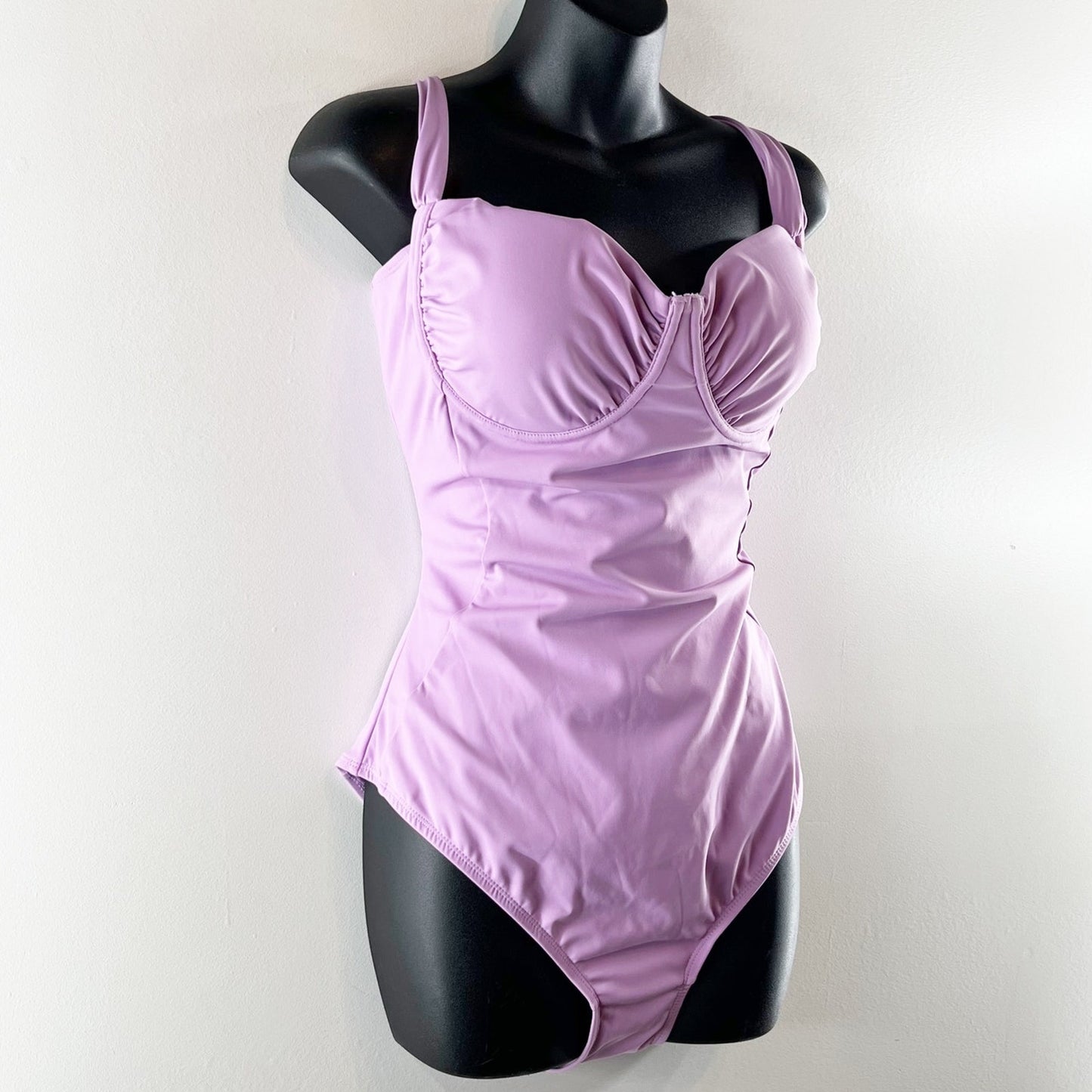 TA3 Swim Sweetie Underwire Lace Up Back One Piece Swimsuit Wild Violet Purple XL