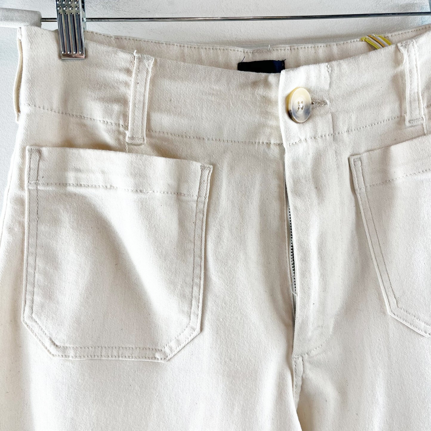 Maeve Anthropologie Colette High Rise Denim Cropped Wide Leg Jeans Cream 28