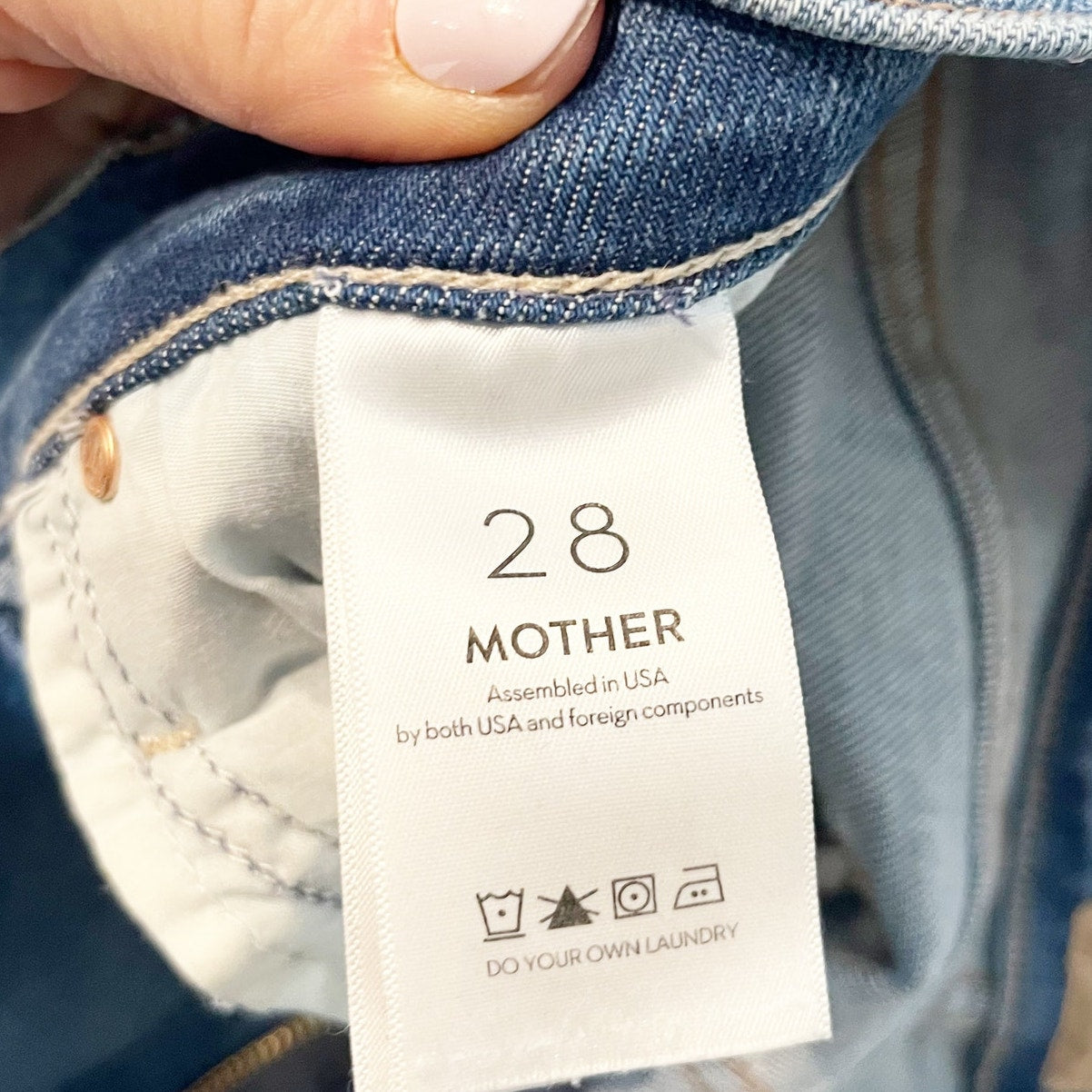 Mother Mid Rise The Double Insider Heel Jeans in Opposites Attract Blue 28