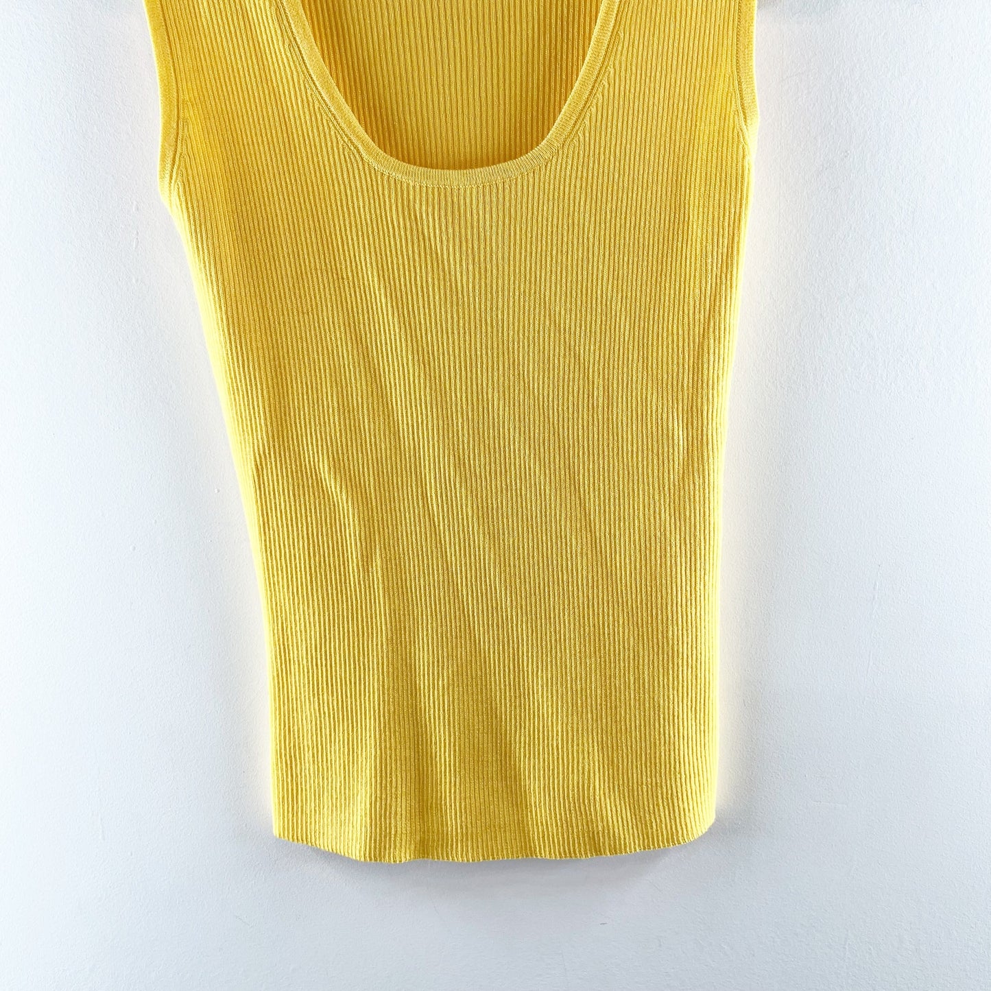 St. John Ribbed Scoopneck Sleeveless Tank Top Yellow Small