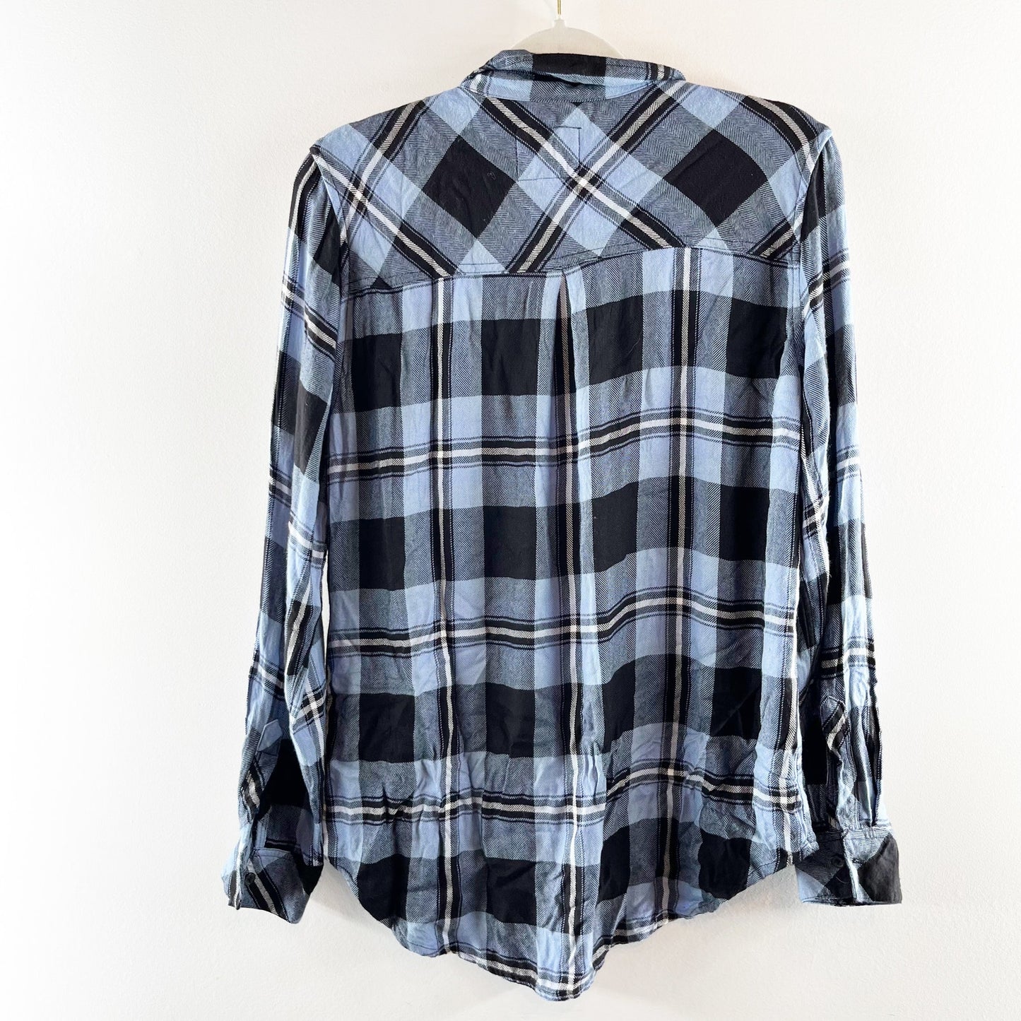Rails Hunter Long Sleeve Flannel Plaid Button Down Shirt Current Onyx White M