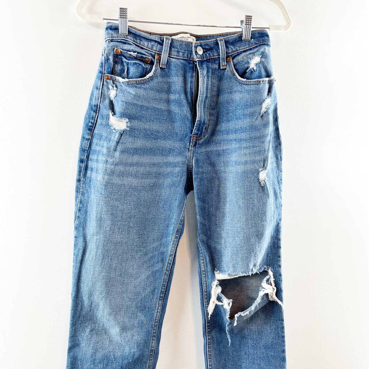 Abercrombie & Fitch The Ankle Straight Ultra High Rise Jeans Curve Love Blue 4 S