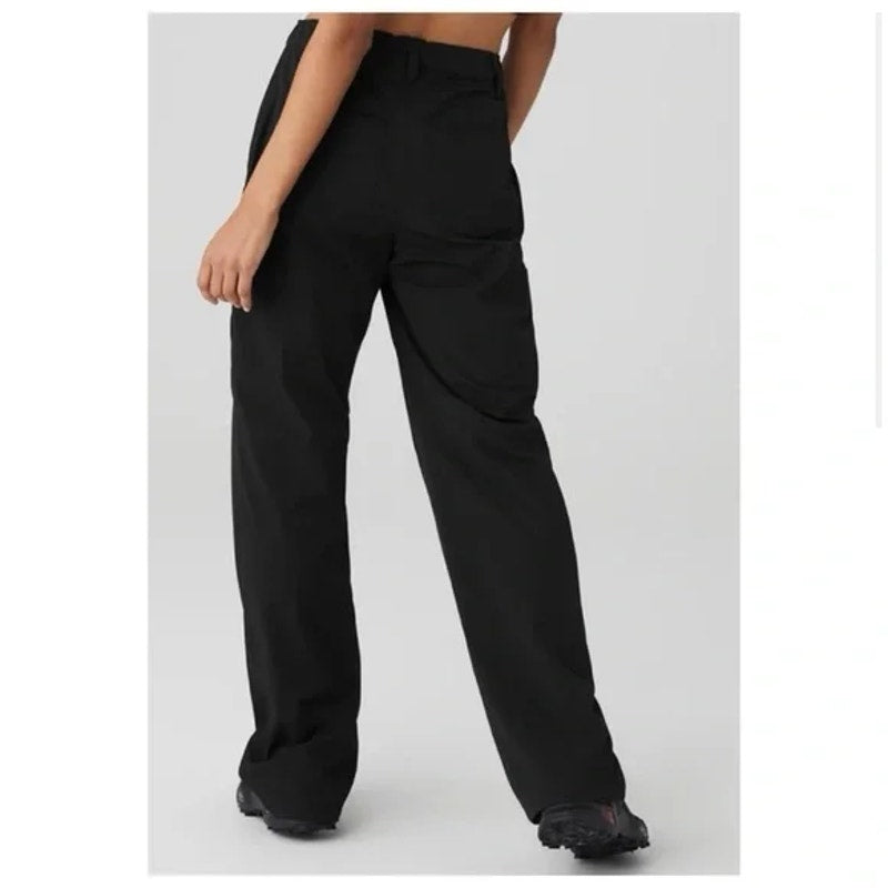 Alo Yoga All That High Waisted Straight Leg Cargo Trouser Pants Black Medium