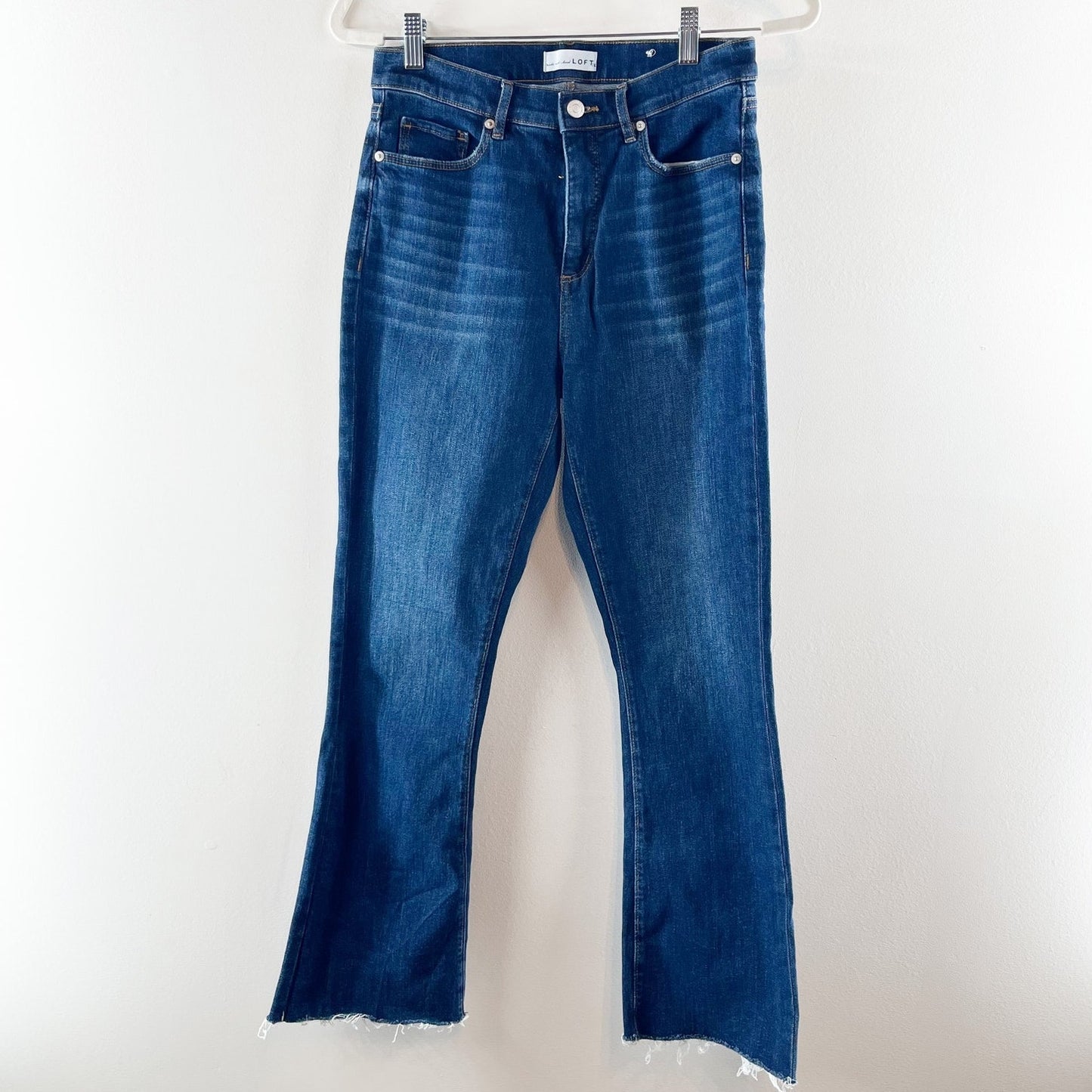 LOFT Fresh Cut High Rise Kick Crop Jeans in Pure Dark Indigo Wash Blue 4