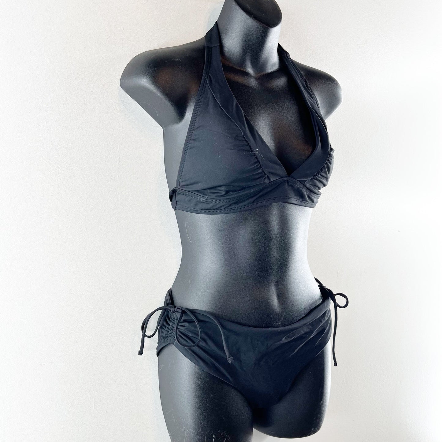 Athleta Shirrendipity Halter Bikini Top and Cinch Bottoms Black XS / Medium