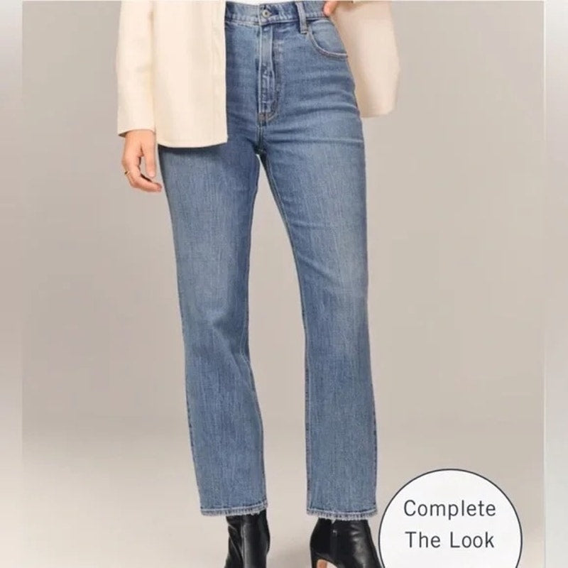 Abercrombie & Fitch The Ankle Straight Ultra High Rise Jeans Blue 8
