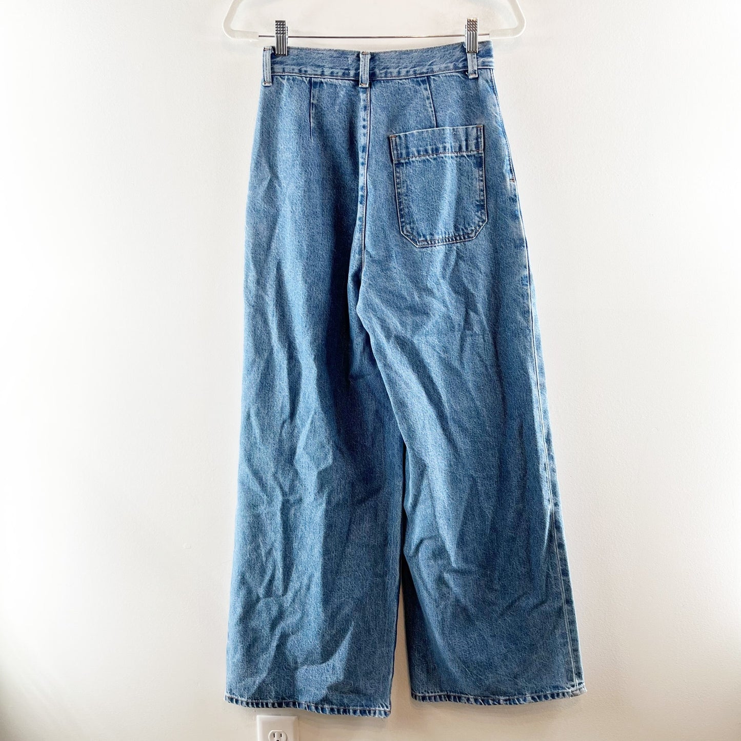 Etica Raven Pleated Front Wide Leg Trouser Jeans Blue 25