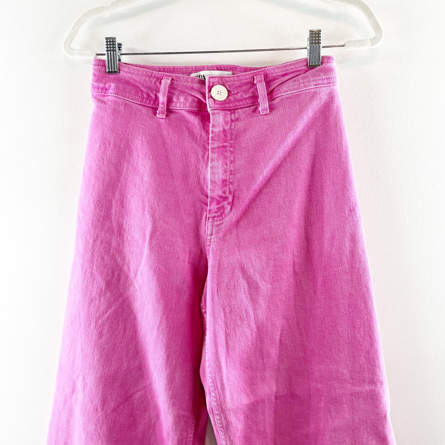 ZARA The Marine Straight Wide Leg High Rise Jeans Pink 6